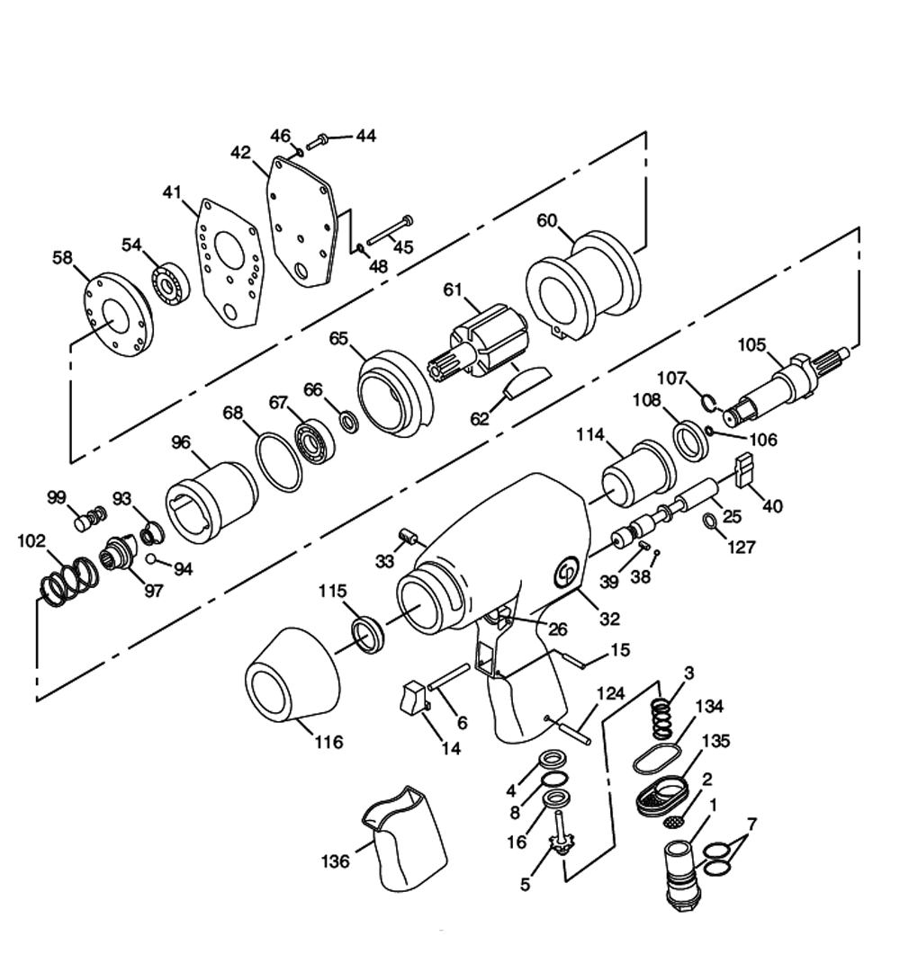 Figure 0 Diagram and Parts List for CP734H-KIT  Chicago Pneumatic Wrench